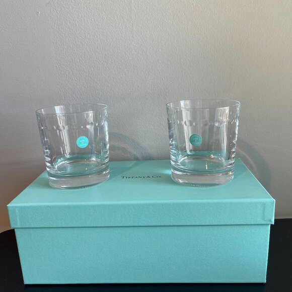 Tiffany & Co Swing of Rock Crystal Tumblers w/ Tiffany Box - Set of 2 - New! - Picture 1 of 5